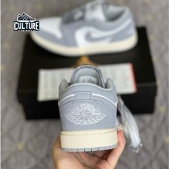 Giày Thể Thao Air Jordan Xám Trắng Thấp Cổ Đế Xanh