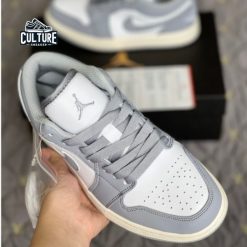 Giày Thể Thao Air Jordan Xám Trắng Thấp Cổ Đế Xanh