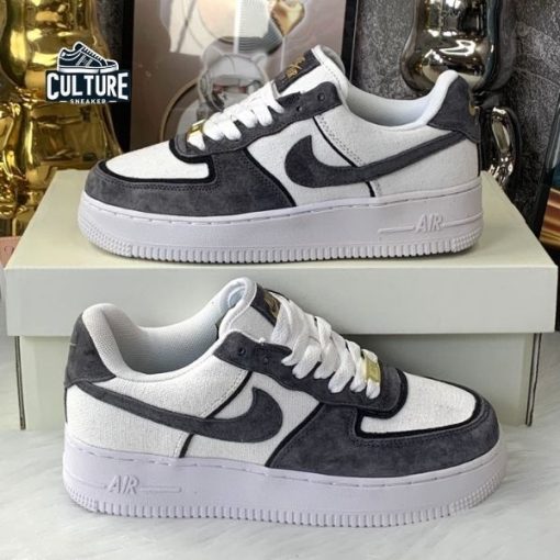 Giày Thể Thao Nike Air Force Vải Da Lộn Xám Lông Chuột