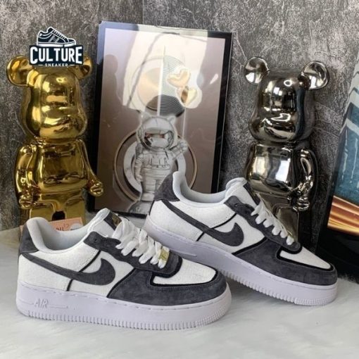 Giày Thể Thao Nike Air Force Vải Da Lộn Xám Lông Chuột