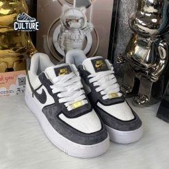 Giày Thể Thao Nike Air Force Vải Da Lộn Xám Lông Chuột