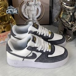 Giày Thể Thao Nike Air Force Vải Da Lộn Xám Lông Chuột