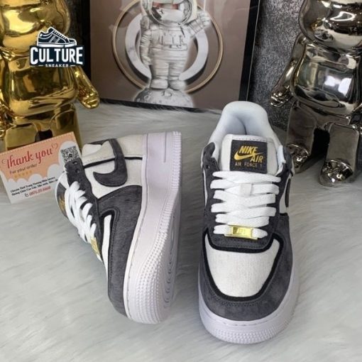 Giày Thể Thao Nike Air Force Vải Da Lộn Xám Lông Chuột