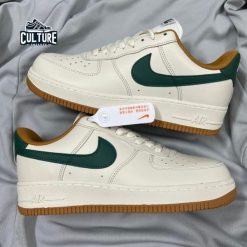 Giày Thể Thao Nike AF1 Trắng Vạch Xanh Vàng Chanh Đế Nâu