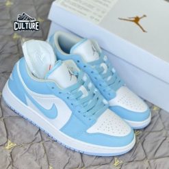 Giày Thể Thao Air Jordan Xanh Dương Nhạt Thấp Cổ